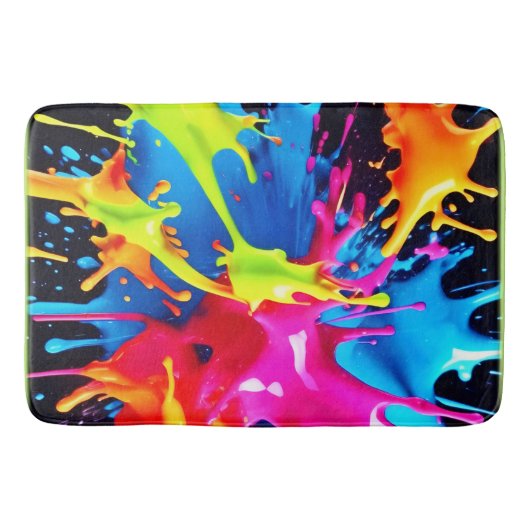 Bright Neon Splashes in Abstracte kunst Badmat (Voorkant)