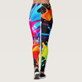 Bright Neon Splashes in Abstracte kunst Leggings (Achterkant)