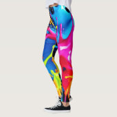 Bright Neon Splashes in Abstracte kunst Leggings (Links)