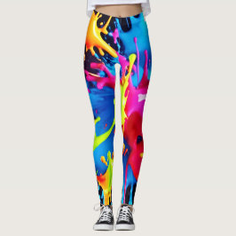 Bright Neon Splashes in Abstracte kunst Leggings