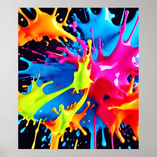 Bright Neon Splashes in Abstracte kunst Poster (Voorkant)