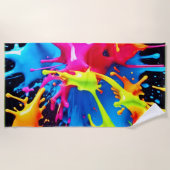 Bright Neon Splashes in Abstracte kunst Strandlaken (Voorkant)