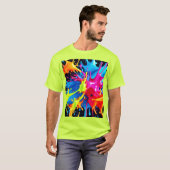 Bright Neon Splashes in Abstracte kunst T-shirt (Voorkant volledig)