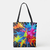 Bright Neon Splashes in Abstracte kunst Tote Bag (Achterkant)
