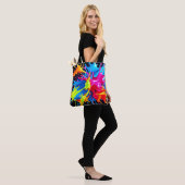 Bright Neon Splashes in Abstracte kunst Tote Bag (Op model)