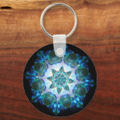 Bright Neon Starburst Kaleidoscoop in blauw Sleutelhanger (Voorkant)