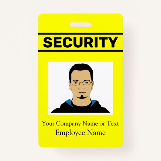 Bright Neon Yellow Custom Photo Security Guard ID Badge (Voorkant)