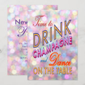 Bright Nieuwjaar tijd om Champagne uit te Drinken Kaart (Voorkant / Achterkant)