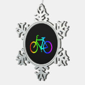 Bright Ombre Rainbow-fiets Tin Sneeuwvlok Ornament (Rechts)