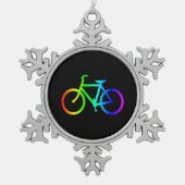 Bright Ombre Rainbow-fiets Tin Sneeuwvlok Ornament (Voorkant)