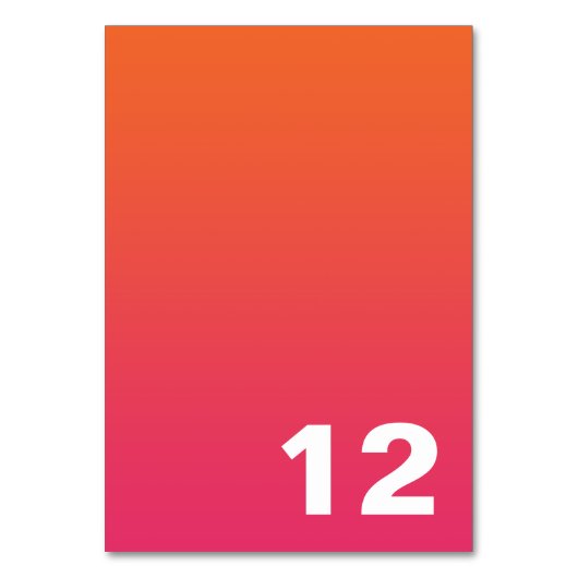 Bright Ombre-tabelnummer Kaart (Voorkant)