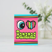 Bright Ooghart I Love Bananas Briefkaart (Staand voorkant)