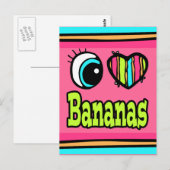 Bright Ooghart I Love Bananas Briefkaart (Voorkant / Achterkant)