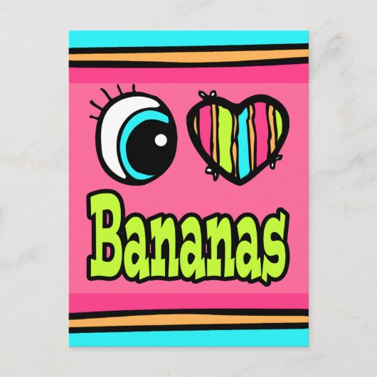 Bright Ooghart I Love Bananas Briefkaart (Voorkant)