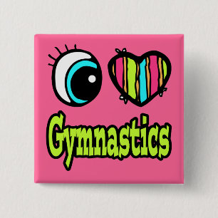 Bright Ooghart I Love Gymnastiek Vierkante Button 5,1 Cm