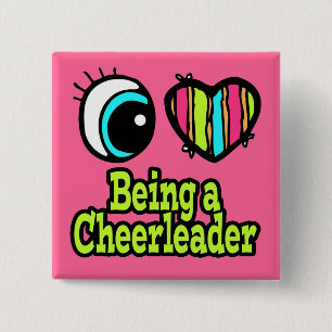 Bright Ooghart Ik hou ervan een Cheerleader te zij Vierkante Button 5,1 Cm