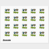 Bright Oogletje Ik hou van Pollywogs Ronde Sticker (Vel)