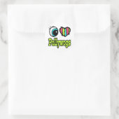 Bright Oogletje Ik hou van Pollywogs Ronde Sticker (Tas)