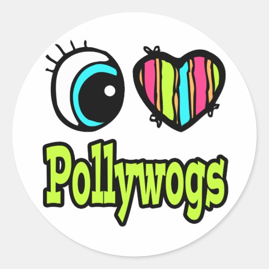 Bright Oogletje Ik hou van Pollywogs Ronde Sticker (Voorkant)