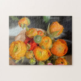 Bright Orang bloemen Legpuzzel