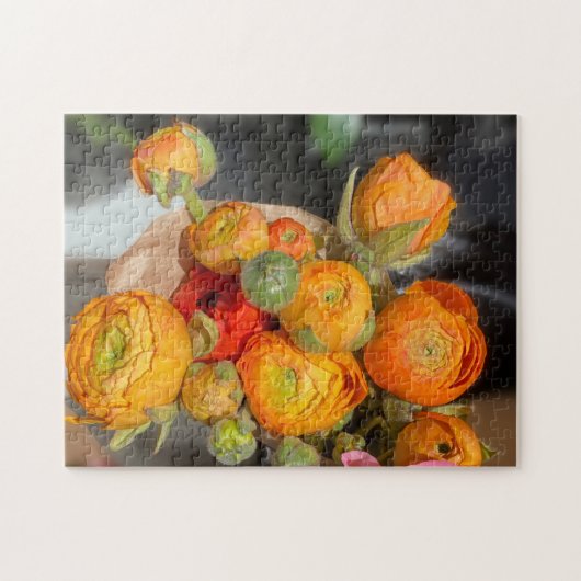 Bright Orang bloemen Legpuzzel (Horizontaal)