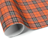 Bright Orange and Black Tartan Plaid Cadeaupapier (Rol Hoek)