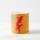 Bright Orange Coffee Cup with Colorful Lizards Koffiemok (Center)