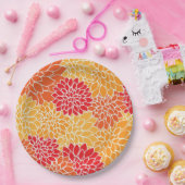 Bright Orange Flower Pattern Papieren Bordje (Feest)