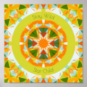 Bright Orange Green Stay Wild Star Child Nursery Poster (Voorkant)