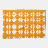 Bright orange, green, white abstract tea towel theedoek (Horizontaal)