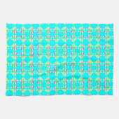 Bright orange, green, white abstract tea towel theedoek (Horizontaal)