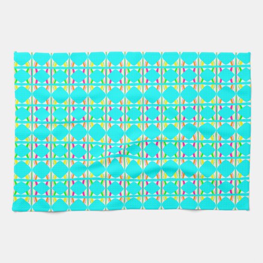 Bright orange, green, white abstract tea towel theedoek (Horizontaal)