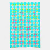 Bright orange, green, white abstract tea towel theedoek (Verticaal)