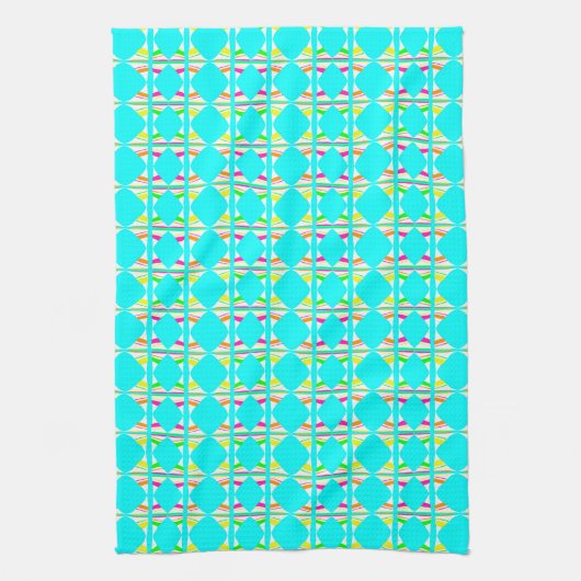 Bright orange, green, white abstract tea towel theedoek (Verticaal)