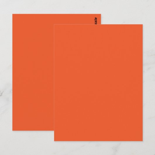 Bright Orange Minimalist Solid Background Briefkaart (Voorkant / Achterkant)