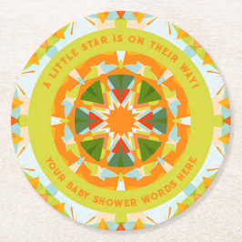 Bright Orange Playful Green Fun Star Baby Shower Ronde Kartonnen Onderzetter