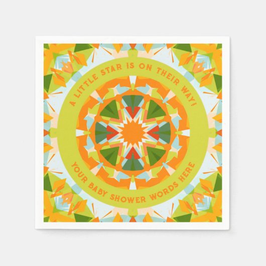Bright Orange Playful Green Fun Star Baby Shower Servet (Voorkant)