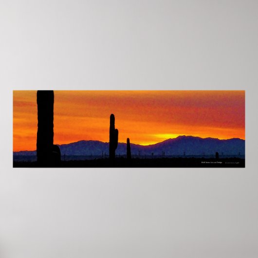Bright Oranje Arizona Desert Sunset Saguaro Cacti Poster (Voorkant)