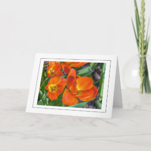 Bright oranje bloemen wenskaart kaart