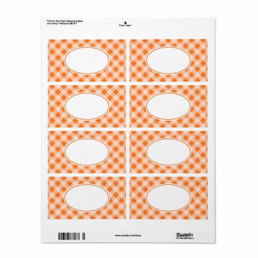 Bright Oranje Gingham Labels (Full Sheet)