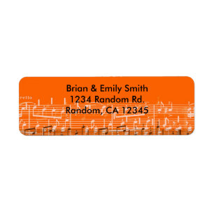 Bright oranje rommelige muzieknoten aangepaste lab etiket