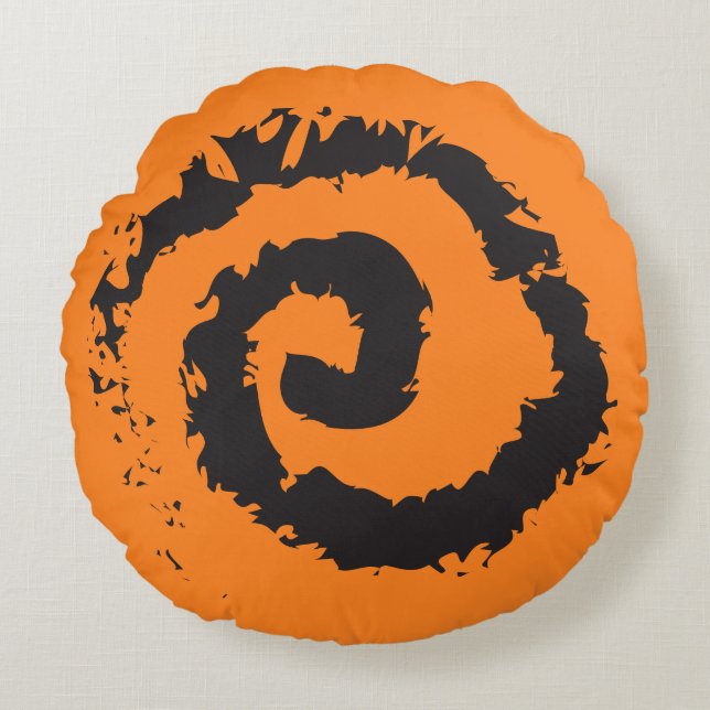 BRIGHT ORANJE SPIRAL Round Sierkussen Rond Kussen (Voorkant)