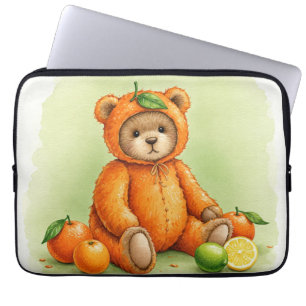 Bright Oranje Teddy beroemd gemaakt door Natasha U Laptop Sleeve