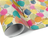  Bright Overlapping Fall Leaves with Black Branch  Cadeaupapier (Rol Hoek)