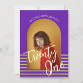 Bright Paarse boog foto 21e verjaardagsfeest Kaart (Voorkant)
