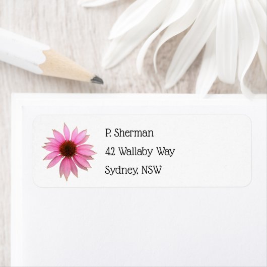 Bright Paarse Coneflower Return Address Label (Insitu)