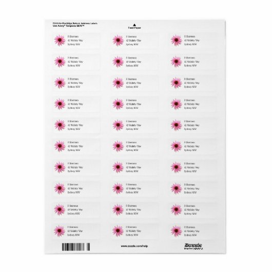 Bright Paarse Coneflower Return Address Label (Full Sheet)