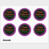 Bright Paarse Happy Halloween Stickers (Vel)
