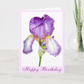 Bright Paarse Iris Birthday Folded Kaart (Voorkant)