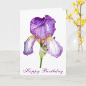 Bright Paarse Iris Birthday Folded Kaart (Gele Bloem)